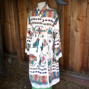 Vintage 90's Springs Bath Fashions 100% Cotton Pendleton Aztec Unisex Robe OS